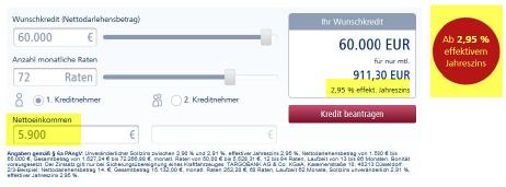 Günstigster Ratenkreditzins ab 5.900 EUR Netto