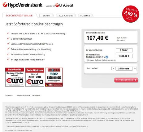 UniCredit Online-Sofortkredit